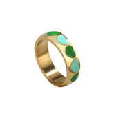 Ins Rainbow Dropper Heart Ring Y2K Style Titanium Steel Dropper Heart Ring